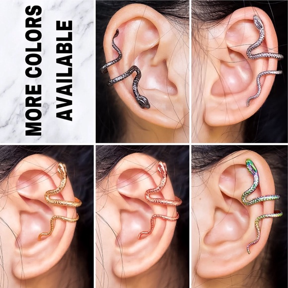 🔵𝟲𝟱%𝗢𝗙𝗙 𝗯𝘂𝗻𝗱𝗹𝗲𝘀 𝟯+🔵 NEW Gold Snake Large Ear Cuff Earring - Picture 9 of 11